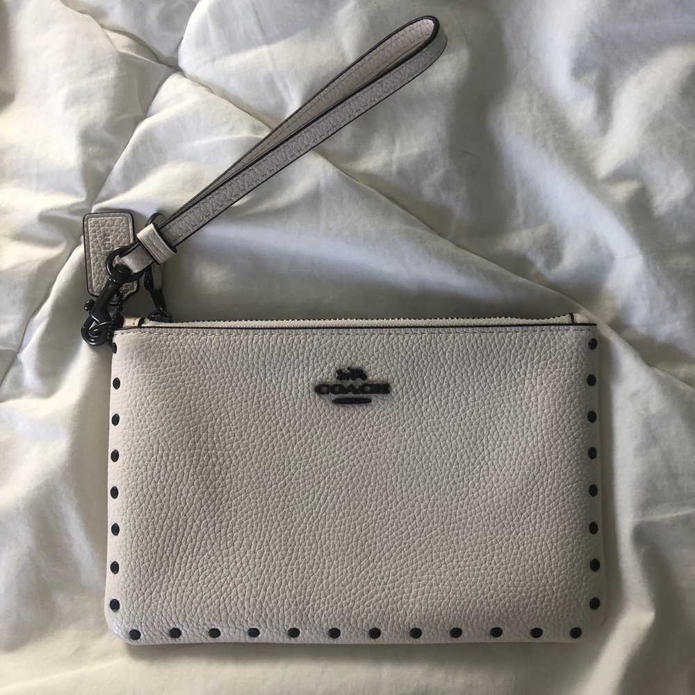 Coach White Leather Wristlet